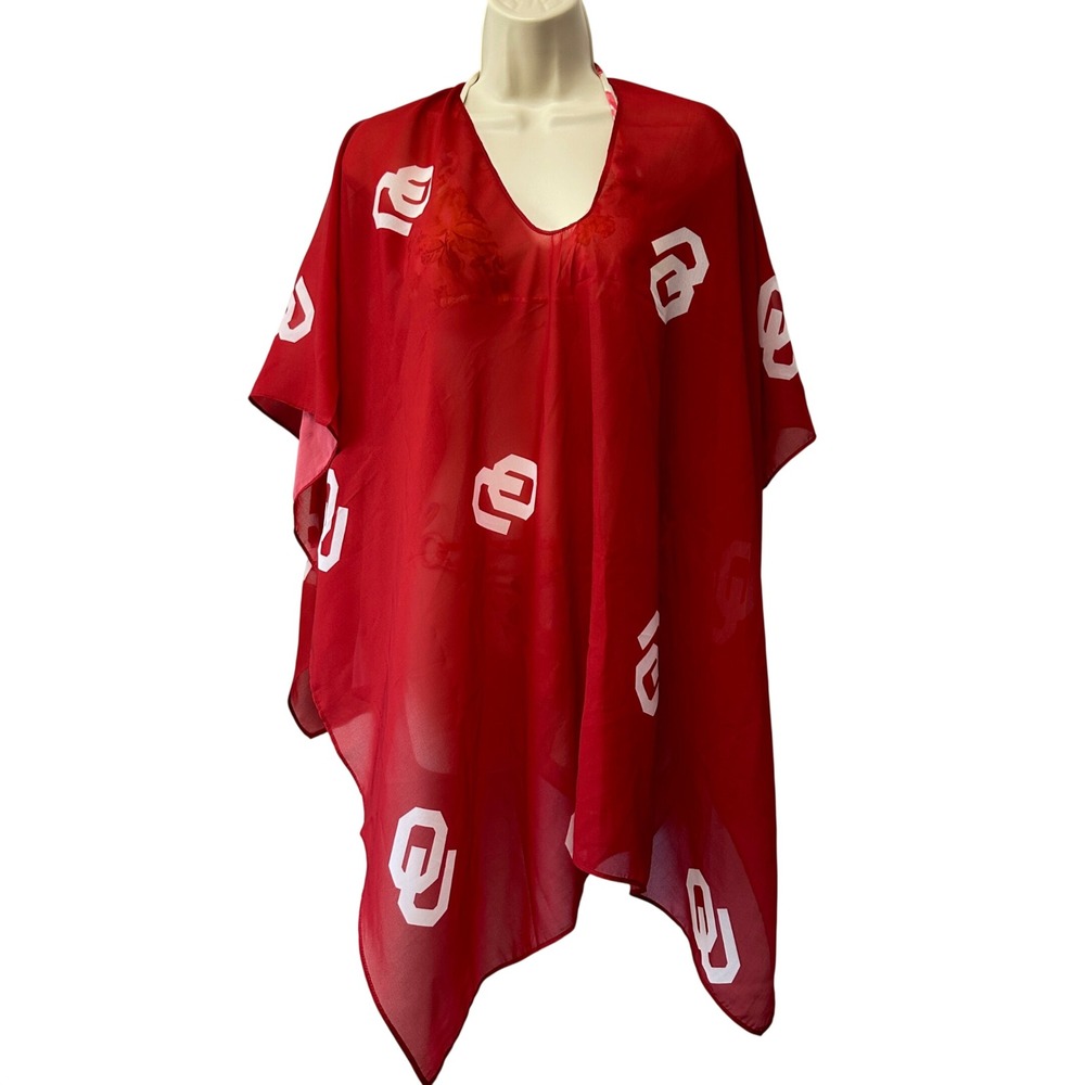Emerson Street Oklahoma Sooners OU Peyton Logo Topper Red Sheer Poncho SM